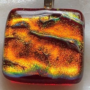 Fire Copper glass handmade pendant
